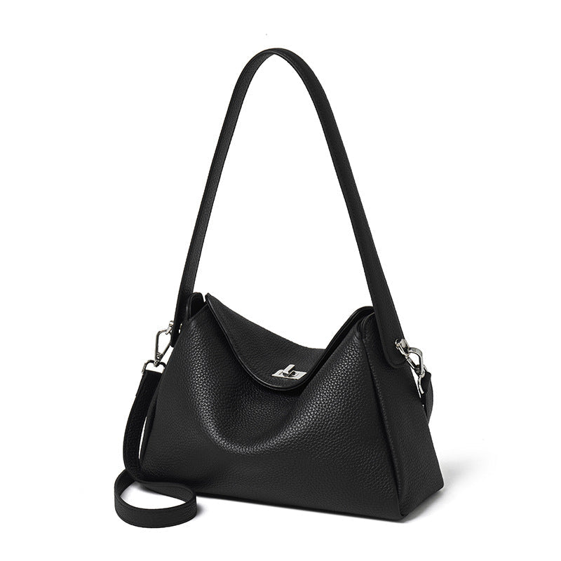 Women's Lychee-Grain Cowhide Convertible Hobo Bag