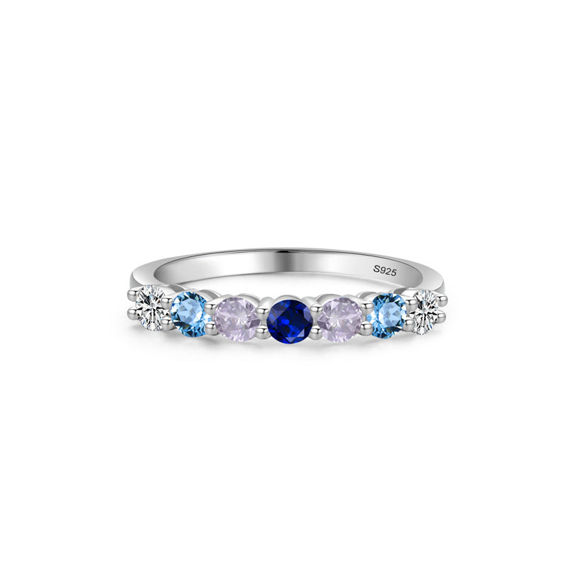 925 Sterling Silver Multi Stone Band Ring
