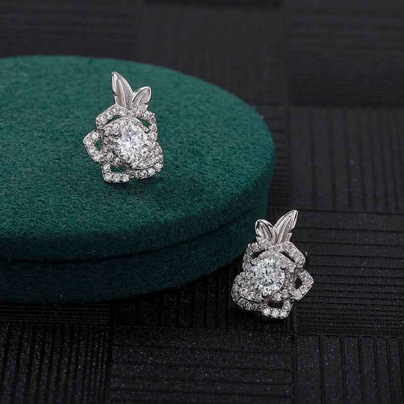 925 Sterling Silver Moissanite Rose Jewelry Set – Rose Éternelle