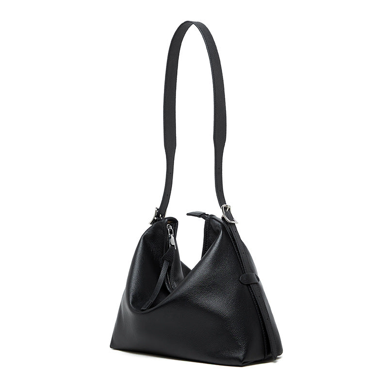 Women's Genuine Leather Retro Shoulder Tote Bag with Lock Detail