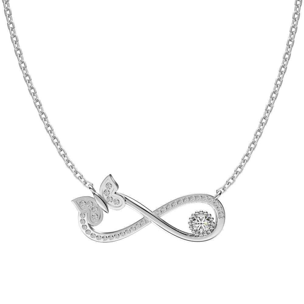 Butterfly Möbius S925 Silver Eternal Loop Butterfly Charm Necklace
