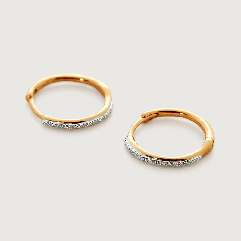 “Luxe Arc” S925 Sterling Silver Zircon Hoop Earrings