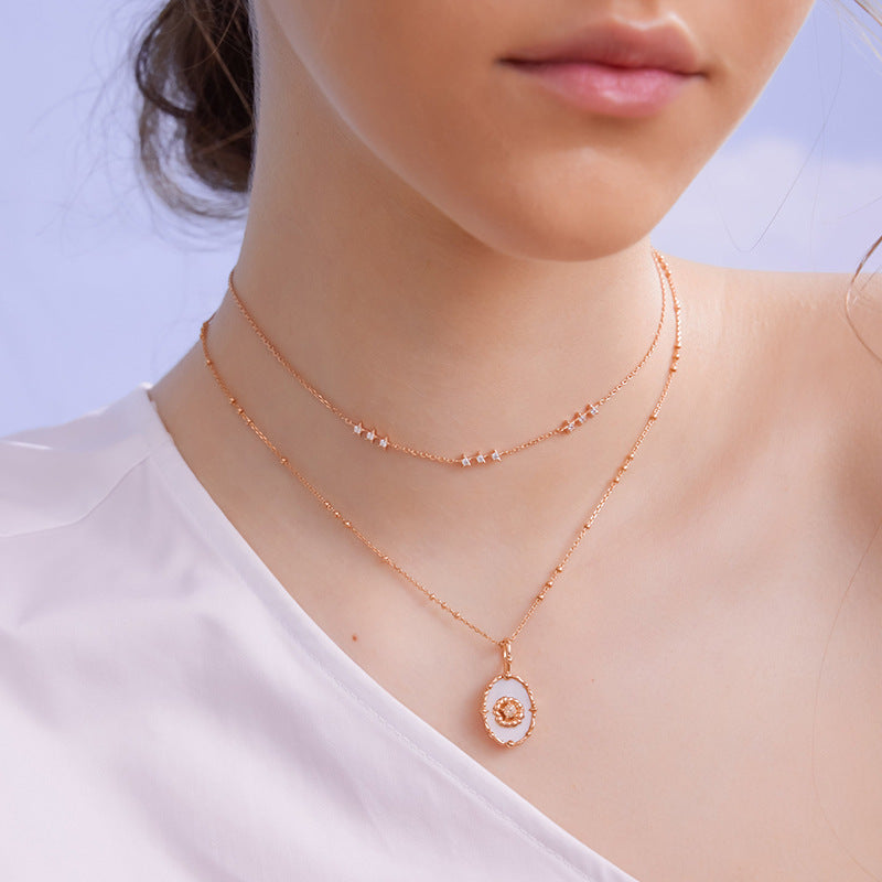 “Celestial Tide” S925 Sterling Silver Geometric Sparkle Necklace
