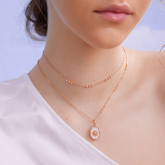 “Celestial Tide” S925 Sterling Silver Geometric Sparkle Necklace