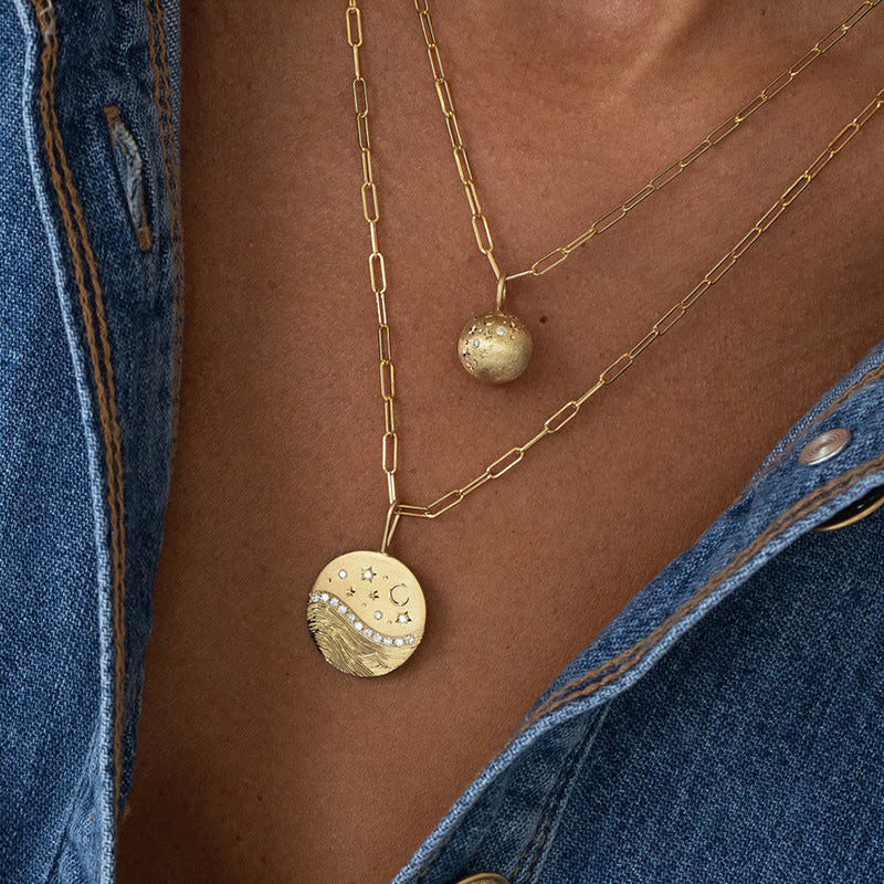 “Celestial Glow” S925 Sterling Silver Star & Moon Necklace