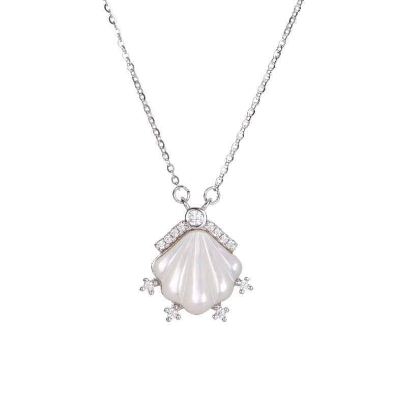 Pearl Tide Mother of Pearl Jewelry Set, S925 Sterling Silver Shell Necklace & Earrings