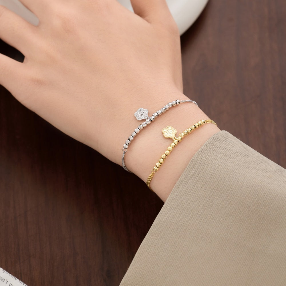 925 Sterling Silver Lucky Flower Charm Bracelet – Blossom Fortune