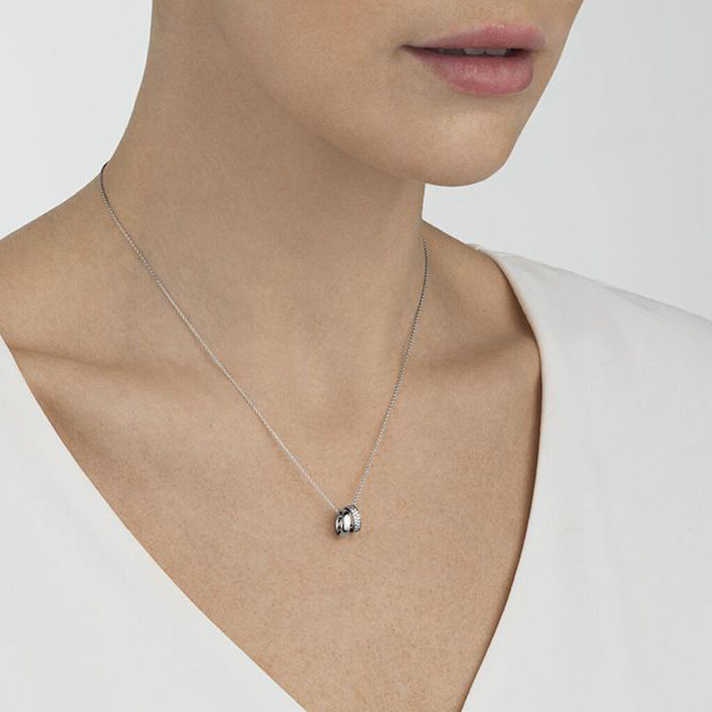 “Double Orbit” S925 Sterling Silver Double Circle Necklace