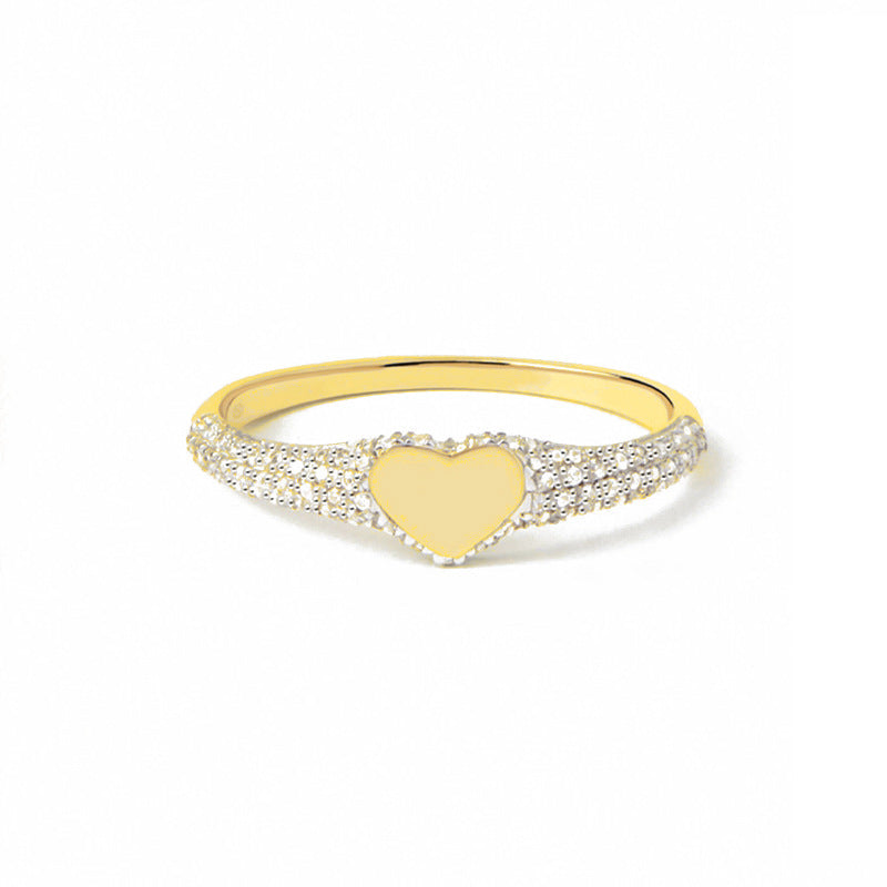 “Heart Seal” S925 Sterling Silver Micro-Pavé Heart Ring