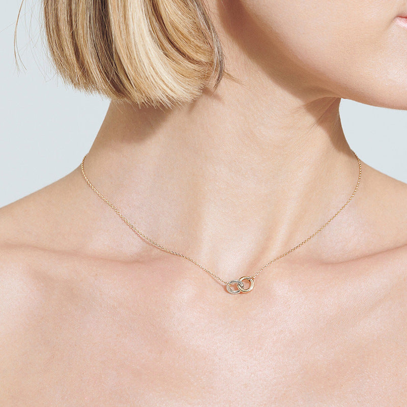 “Linked Orbit” S925 Sterling Silver Interlocking Circle Necklace
