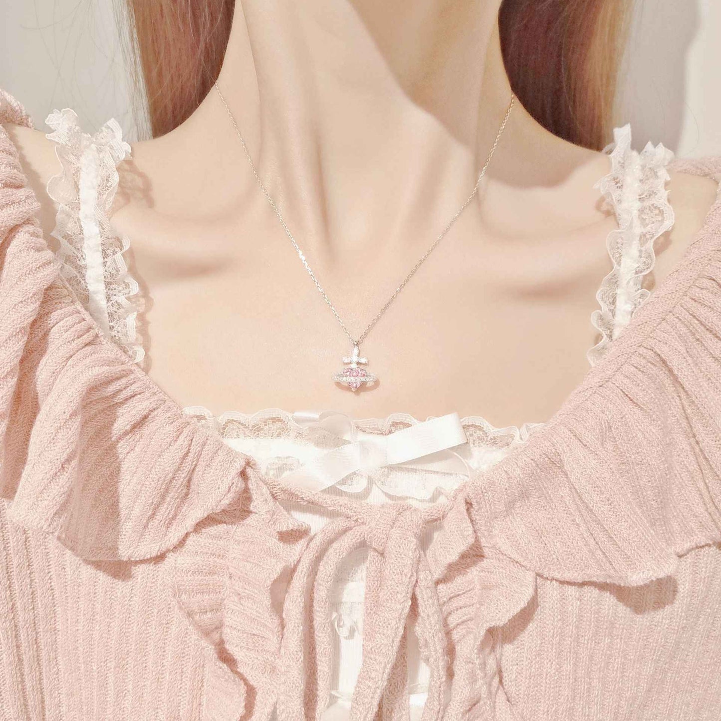 925 Sterling Silver Heart Orbit Necklace – Celestia Orbit