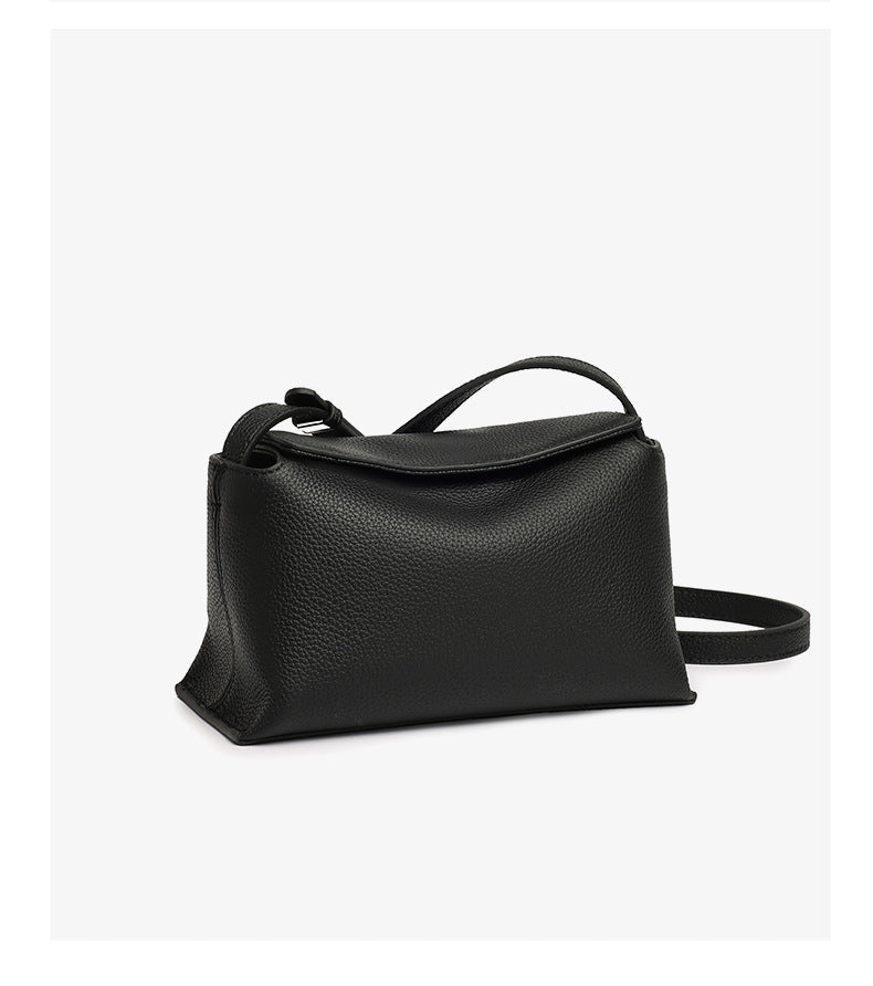Women's Pebbled Cowhide Flap Crossbody Bag with Hidden Clasp