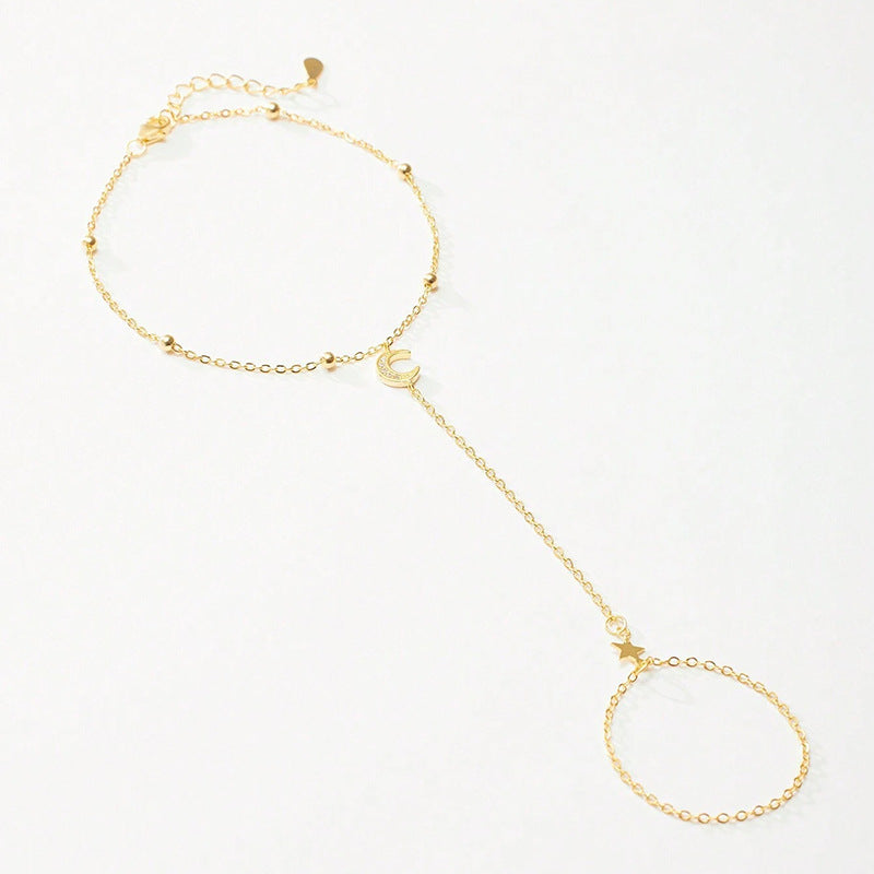 “Celestial Muse” S925 Sterling Silver Star & Moon Bracelet