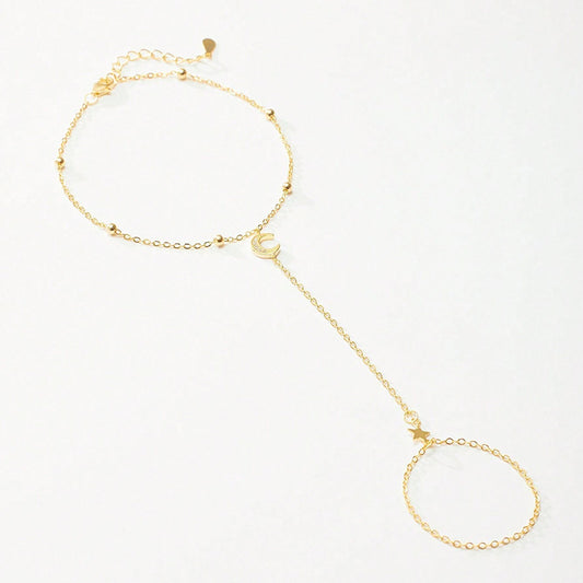 “Celestial Muse” S925 Sterling Silver Star & Moon Bracelet