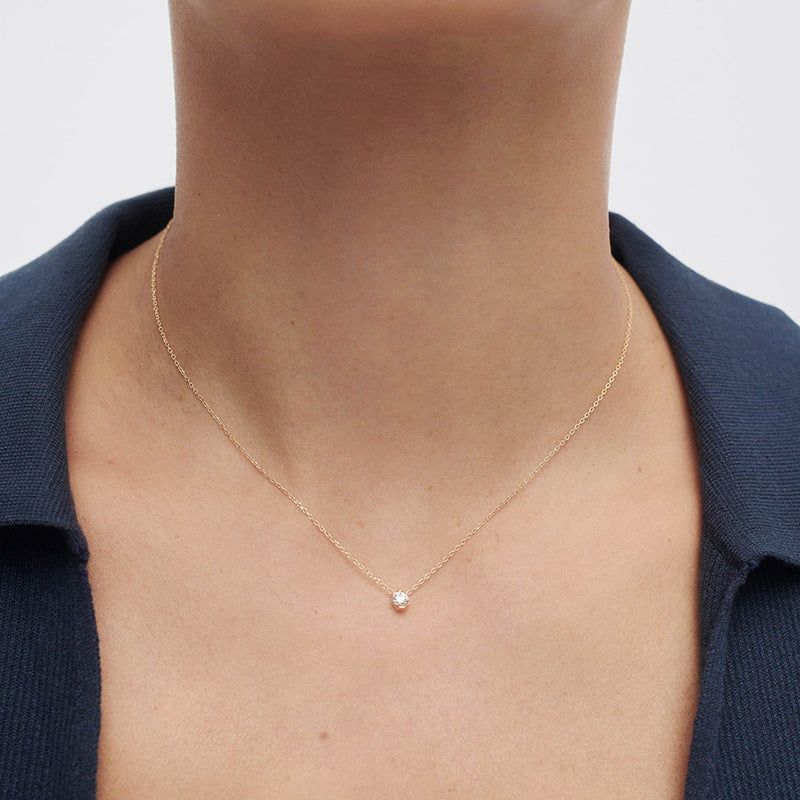“Circle Halo” S925 Sterling Silver Zircon Solitaire Necklace