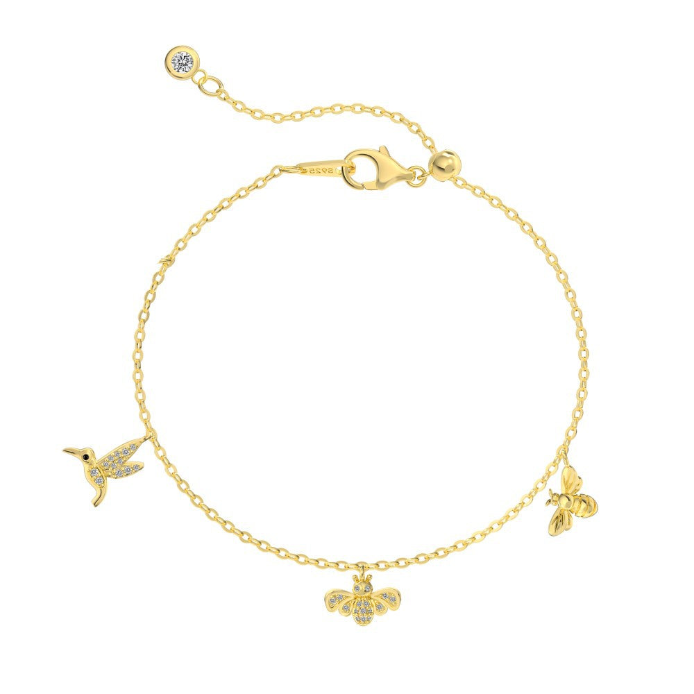 “Firefly Hummingbird” S925 Sterling Silver Zircon Necklace & Bracelet Set