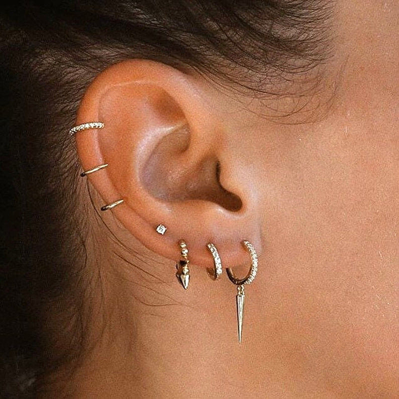 “Pyramid Gleam” S925 Sterling Silver Triangle Drop Hoop Earrings