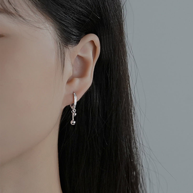 Silent Line 925 Sterling Silver Pavé Huggie Drop Earrings