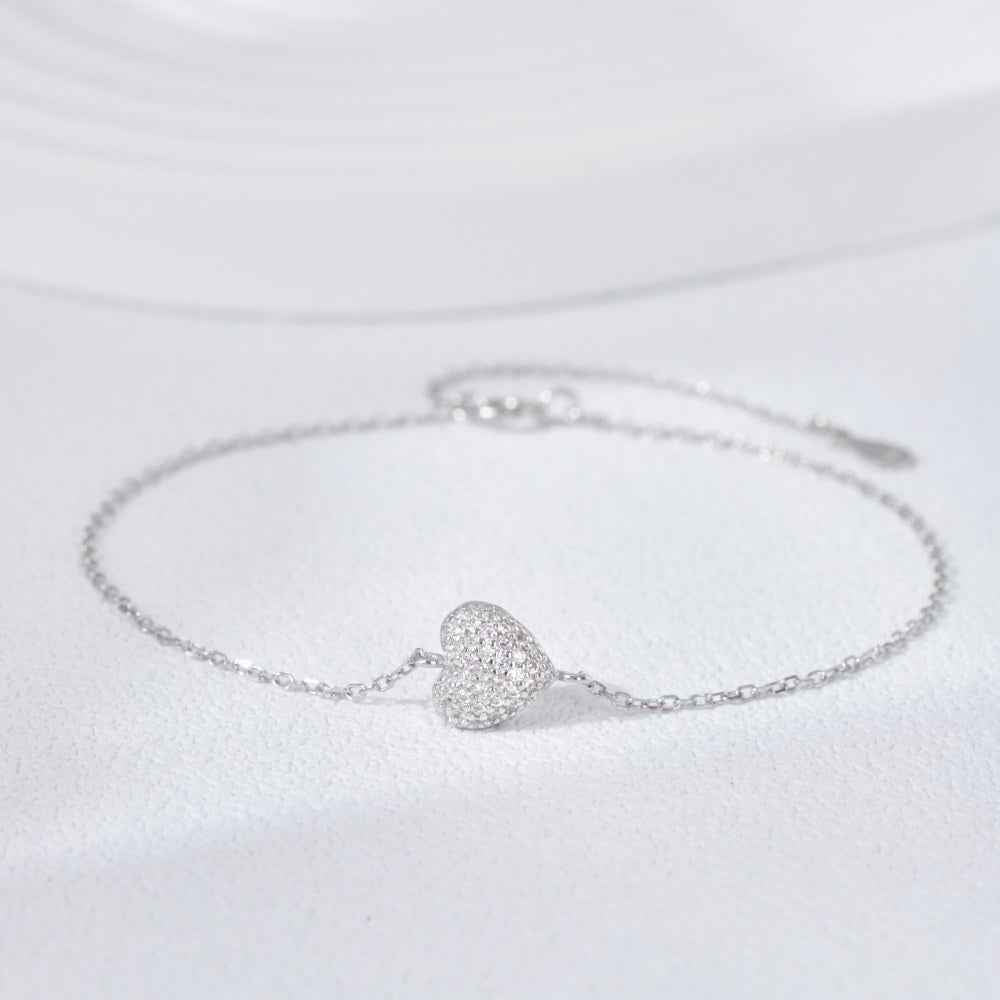 Candy Heart Zircon Charm Bracelet in S925 Sterling Silver