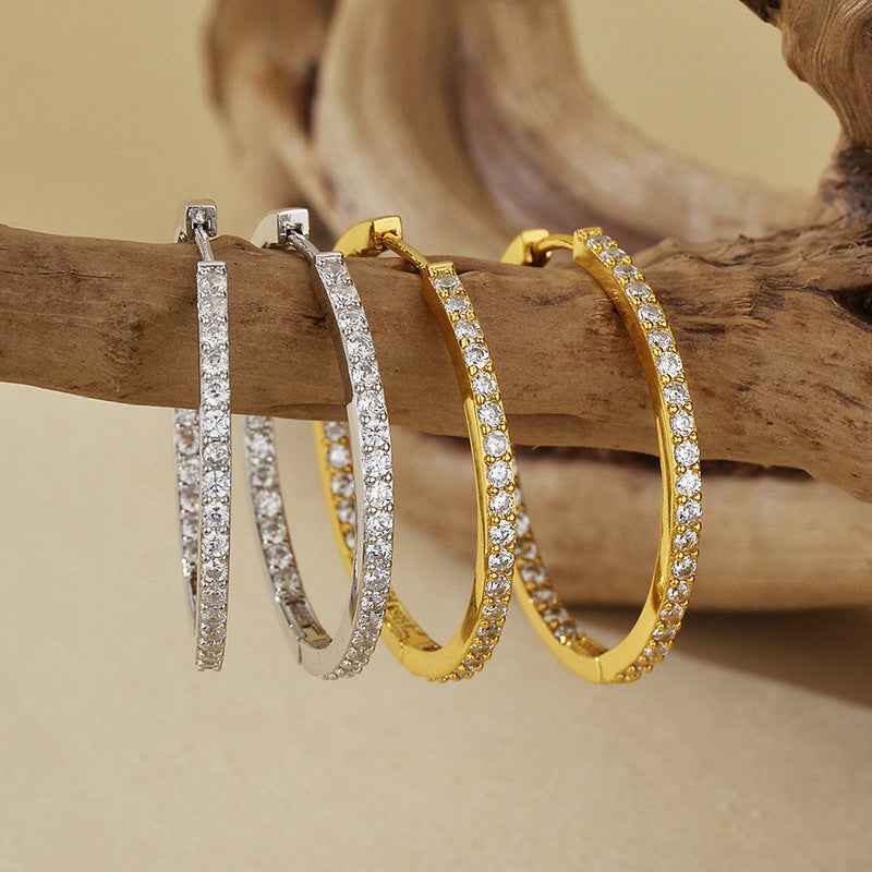 925 Sterling Silver Full-Pavé Large Hoop Earrings – Luxe Halo