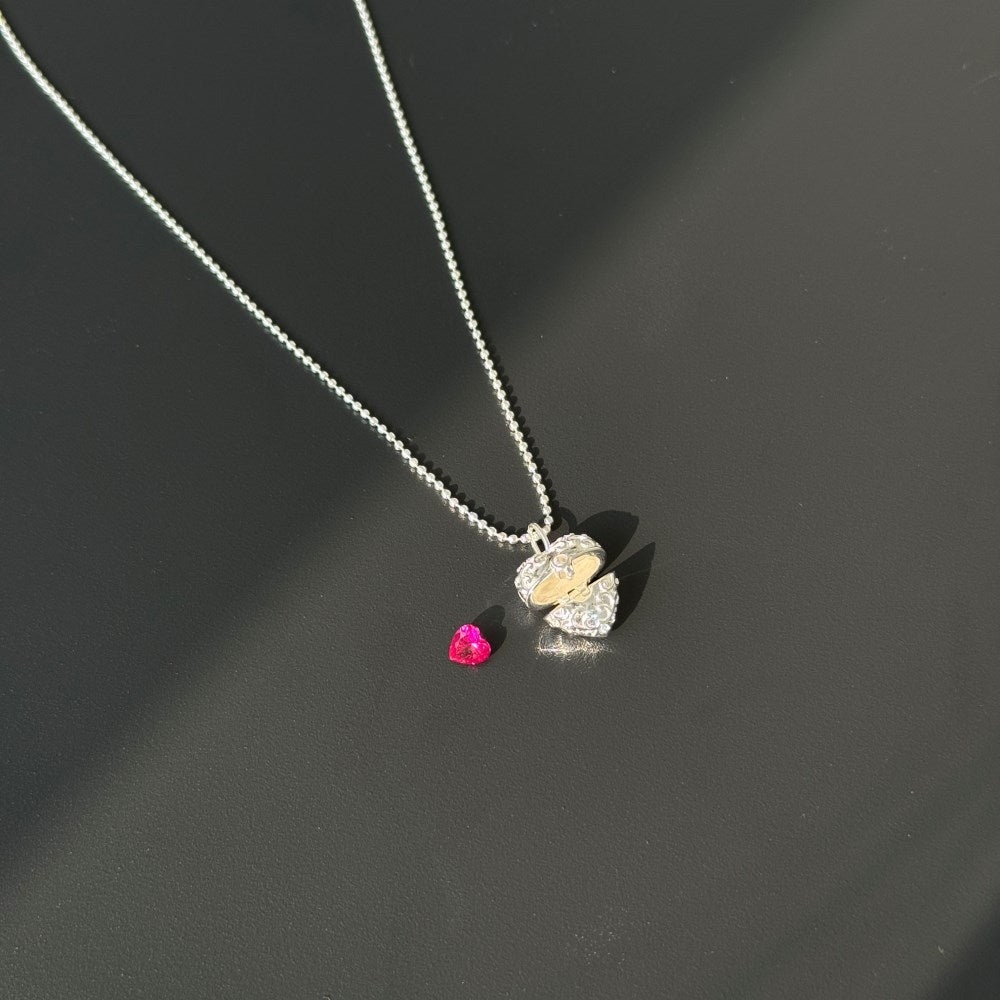 Secret Heart Casket Openable Heart Pendant Necklace S925 Sterling Silver