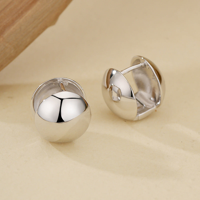 “Orbital Pebble” S925 Sterling Silver Minimalist Ball Hoop Earrings
