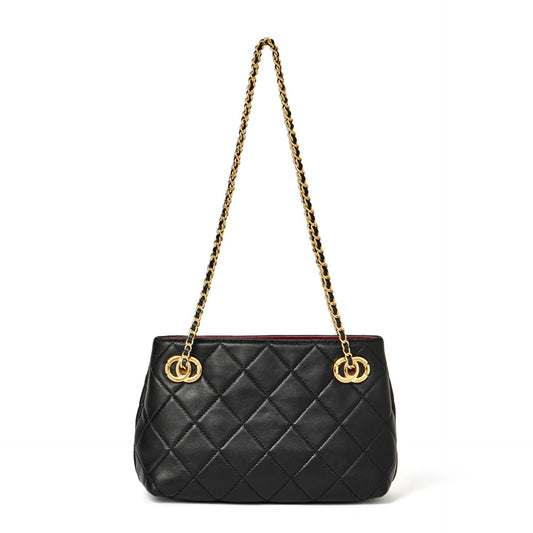 Women's Quilted Sheepskin Chain Mini Tote Bag