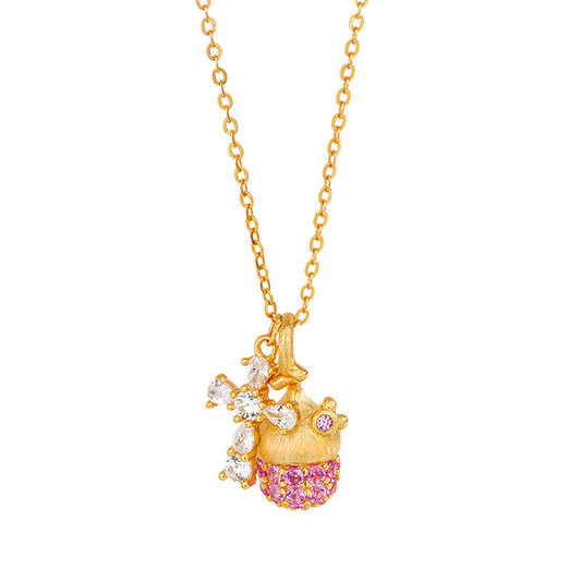 Blush Pine Charm S925 Sterling Silver Pinecone Cross Pendant Necklace