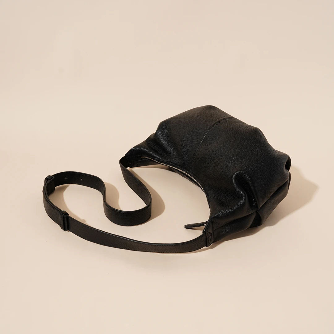 Women's Pebbled Cowhide Slouch Crescent Hobo Bag