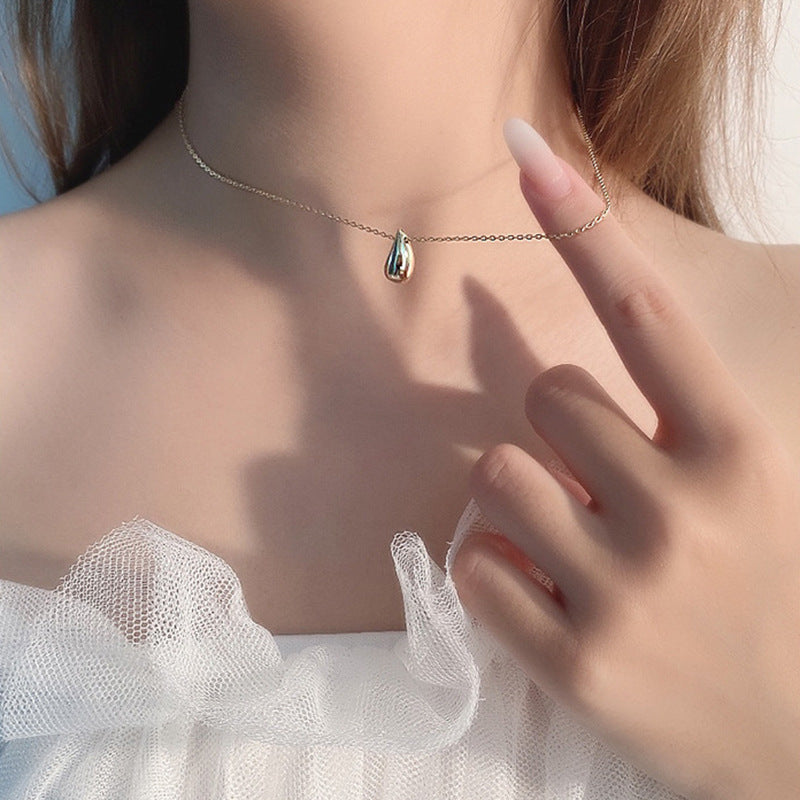 “Teardrop Muse” S925 Sterling Silver Minimalist Teardrop Pendant Necklace