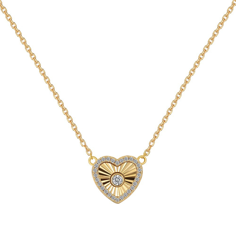 Radiant Heart S925 Silver Sunray Zircon Heart Jewelry Set