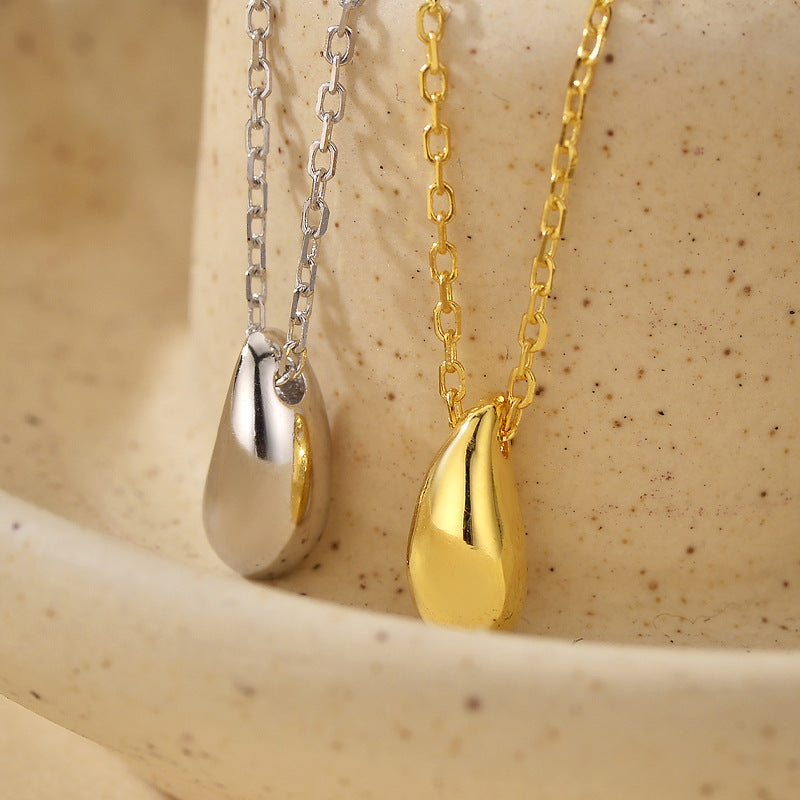 “Teardrop Muse” S925 Sterling Silver Minimalist Teardrop Pendant Necklace