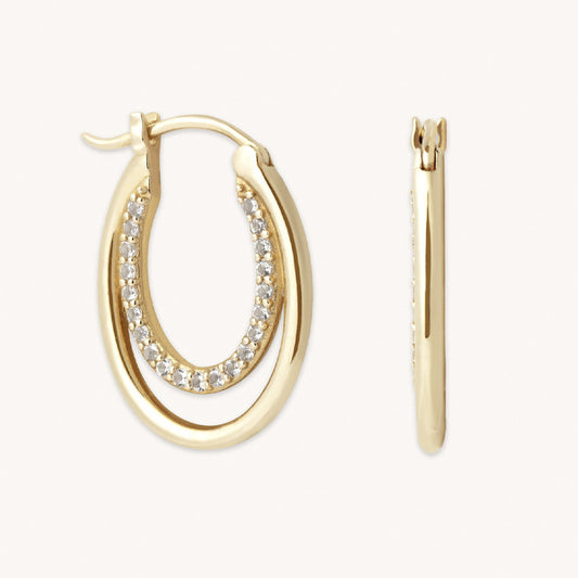 “Double U Radiance” S925 Sterling Silver Double-Layer U-Shaped Zircon Hoop Earrings