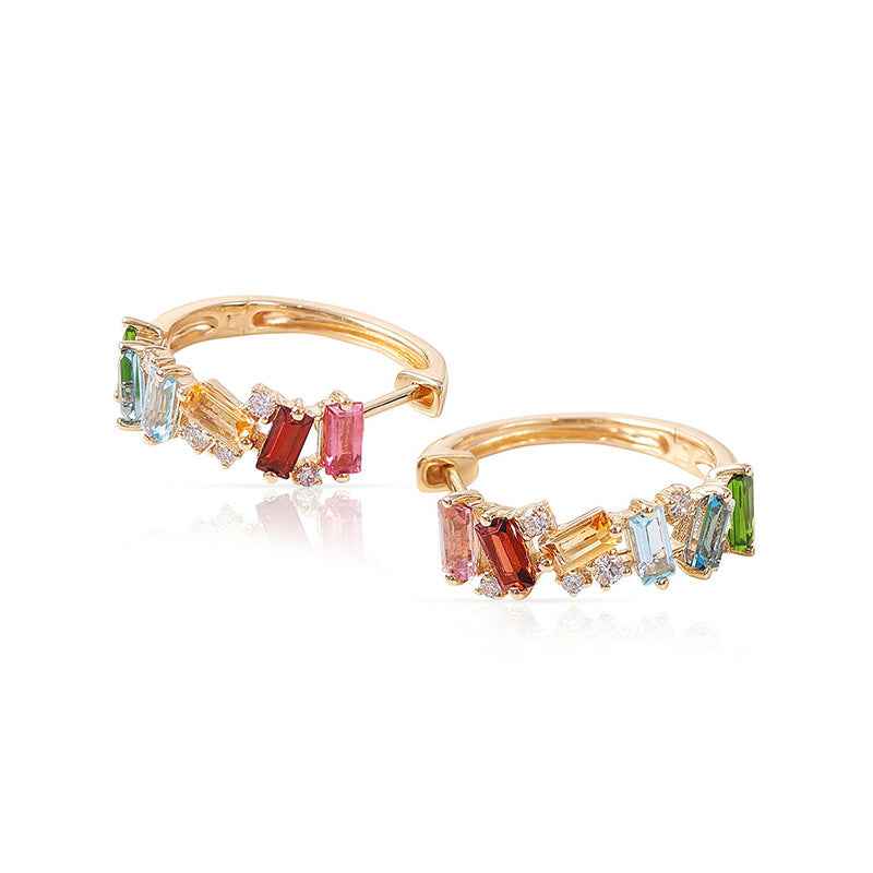 925 Sterling Silver Multi-Color Zircon Hoop Earrings – Prism Mosaic