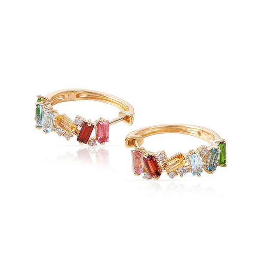 925 Sterling Silver Multi-Color Zircon Hoop Earrings – Prism Mosaic