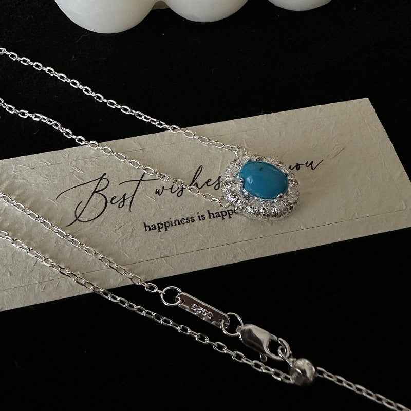 S925 Sterling Silver Textured Heart Necklace Zircon Adjustable Chain