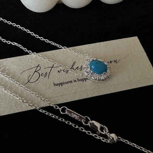S925 Sterling Silver Textured Heart Necklace Zircon Adjustable Chain