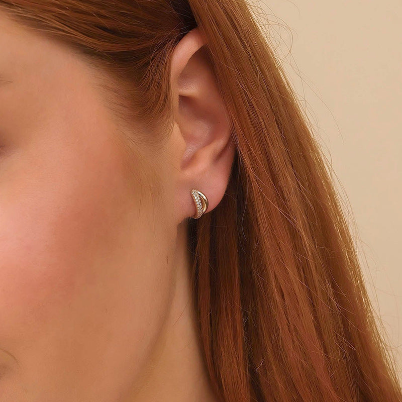“Petite Spark” S925 Sterling Silver Micro-Set Zircon Hoop Earrings