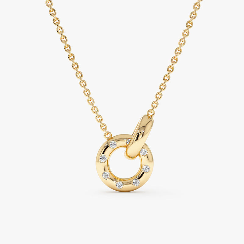 “Eclat Ring” S925 Sterling Silver Stone-Set Circle Necklace