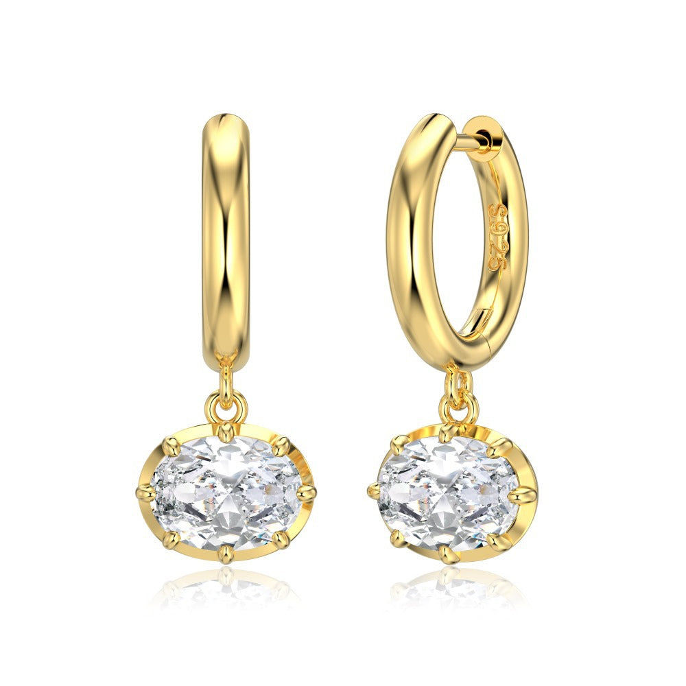 “Oval Celestia” S925 Sterling Silver Oval Pendant Necklace and Earrings Set