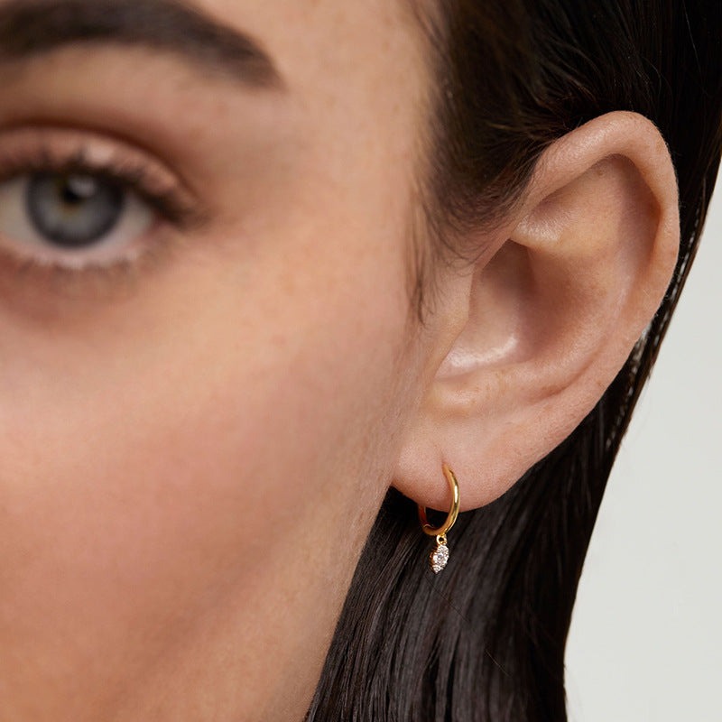 “Sculpted Aura” Geometric Zircon Hoop Earrings