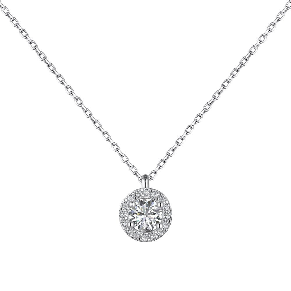 “Prism Halo” S925 Sterling Silver Round-Cut Jewelry Set