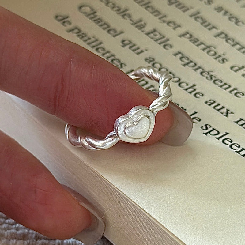 925 Sterling Silver Open Heart Rope Ring – Tender Heart Design