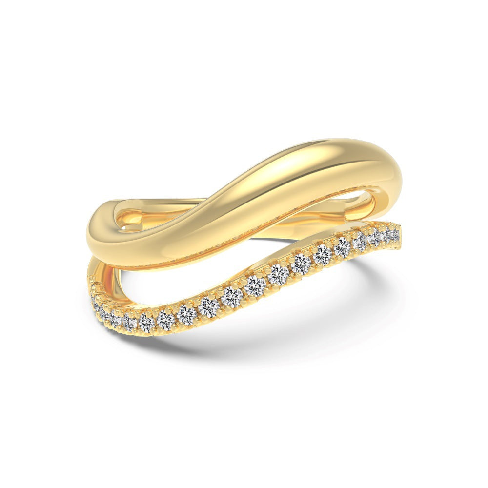 Lumière Line Sculptural Stackable Ring Collection with Zircon Accents, S925 Sterling Silver