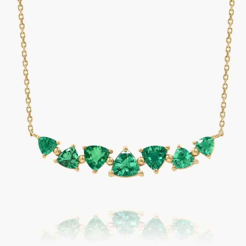 925 Sterling Silver Tri-Cut Green Zircon Arc Necklace – Emerald Spark Arc