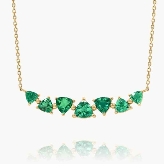 925 Sterling Silver Tri-Cut Green Zircon Arc Necklace – Emerald Spark Arc