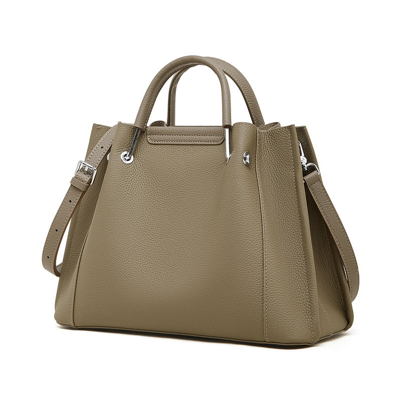 Women's Full-Grain Pebbled Cowhide Trapezoid Tote