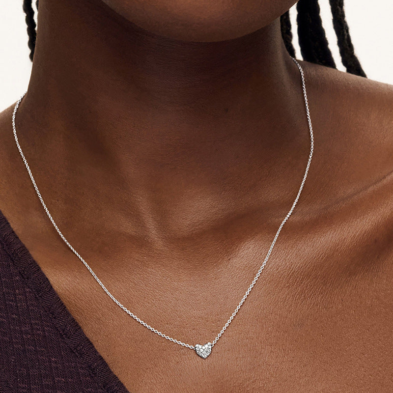 “Sliding Heart” S925 Sterling Silver Zircon Heart Necklace