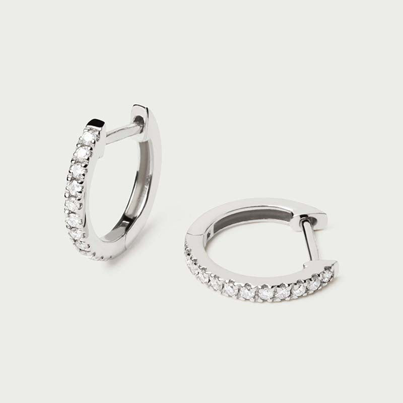 “Pavé Halo” S925 Sterling Silver Zircon Hoop Earrings