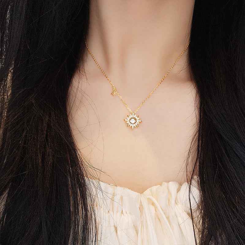 Solaris Bloom S925 Sterling Silver Dancing Sun Zircon Necklace